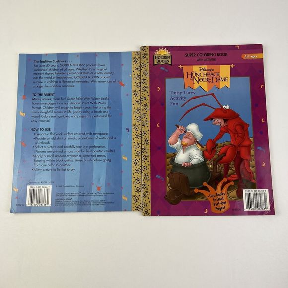 DISNEY Coloring Book Hunchback Notre Dame Paint w Water Lot Golden Book VTG 90s - Picture 2 of 7